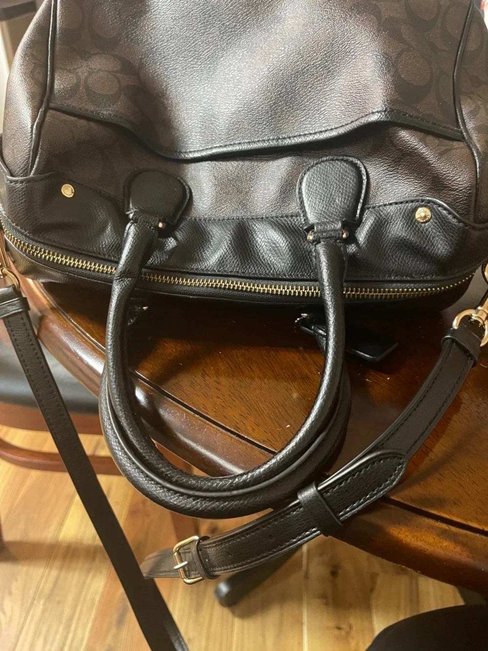 Coach Brown Signature Satchel with Black Trim and Gold Hardware - Picture 8 of 11